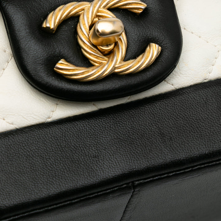 Paris Cosmopolite Small Bicolor Textured Lambskin Flap Black - Gaby Paris