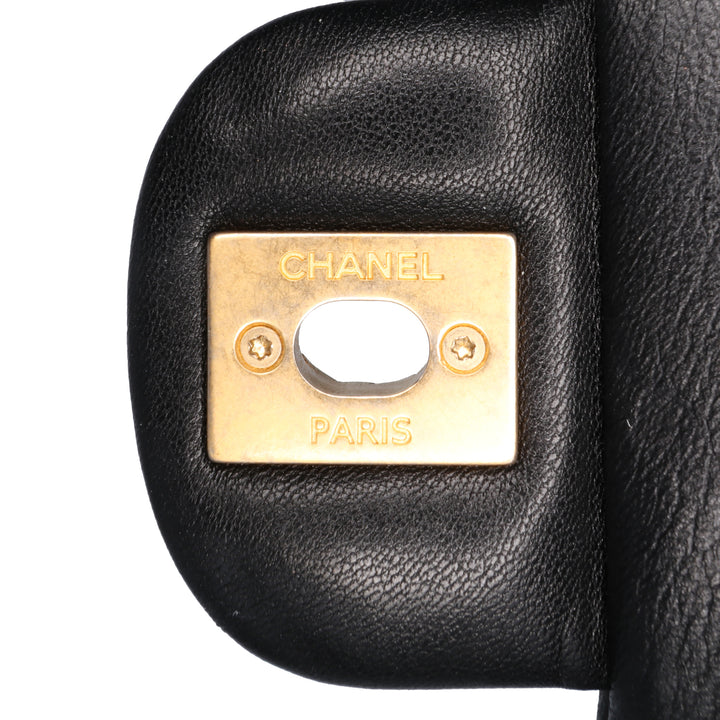 Paris Cosmopolite Small Bicolor Textured Lambskin Flap Black - Gaby Paris
