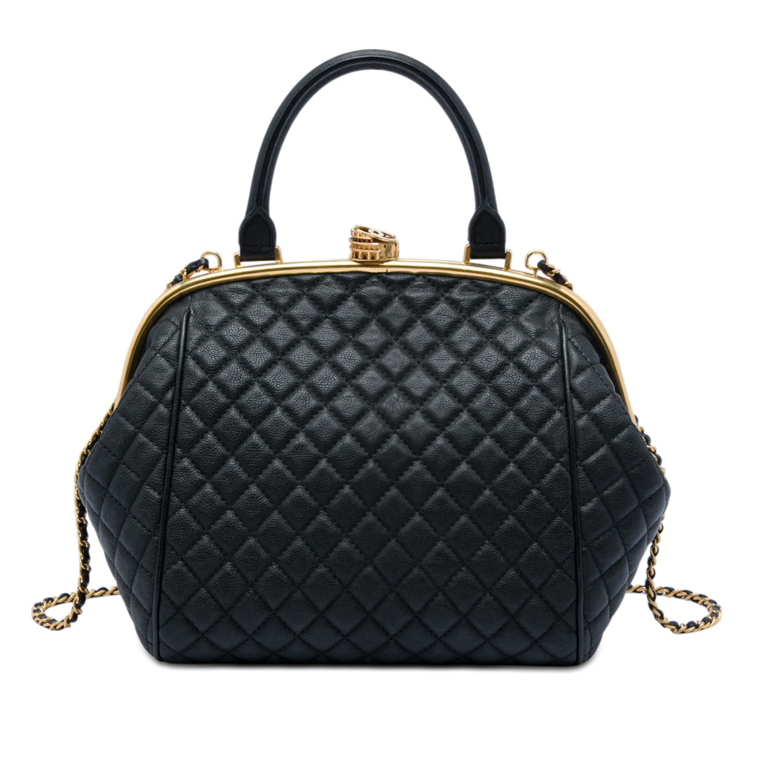 Chanel Paris Rome Matelassé Colosseum Lock Armature Sac bowling Cuir de veau