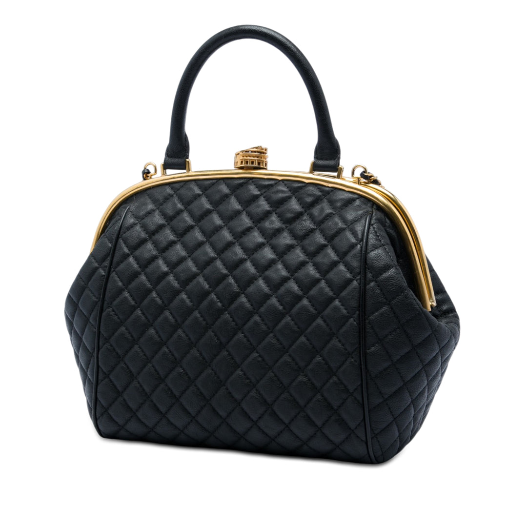 Chanel Paris Rome Matelassé Colosseum Lock Armature Sac bowling Cuir de veau