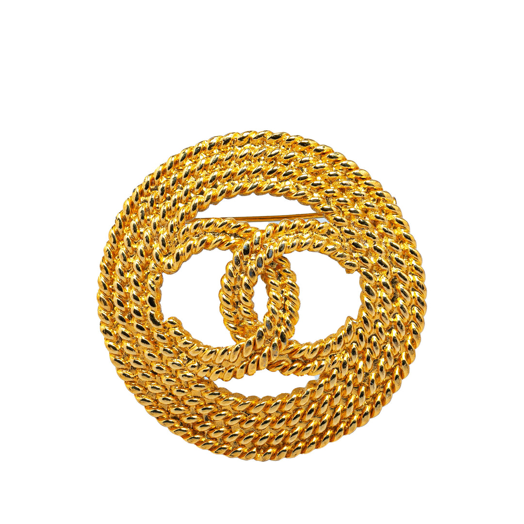 Gold Plated CC Round Brooch Gold - Gaby Paris