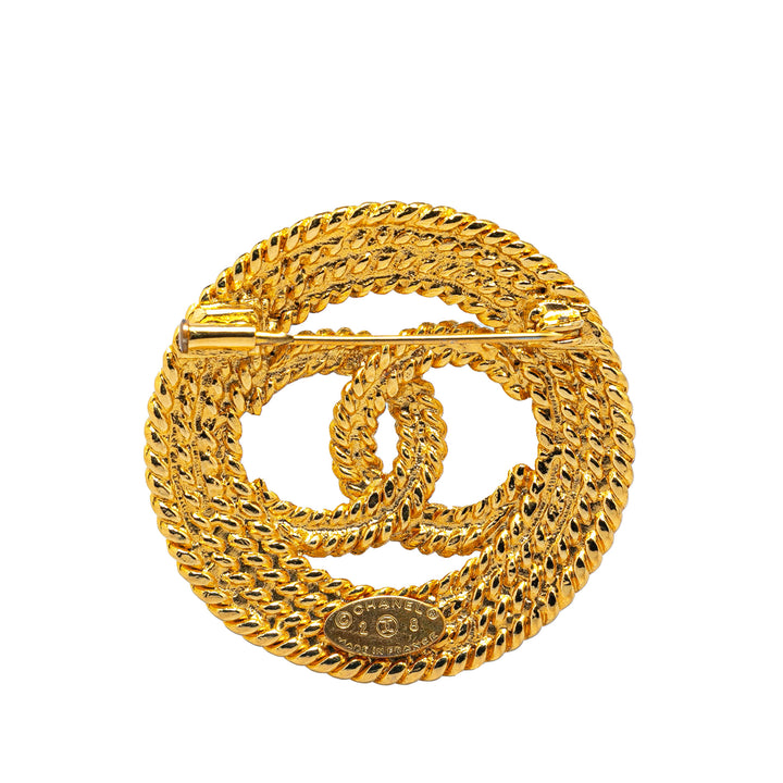 Gold Plated CC Round Brooch Gold - Gaby Paris