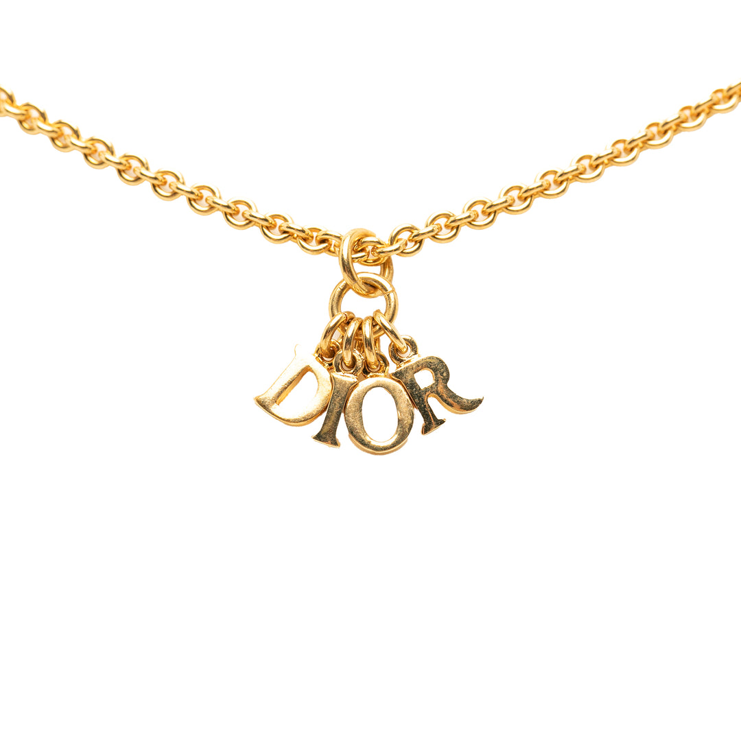 Dior plaqué Logo Pendant Collier