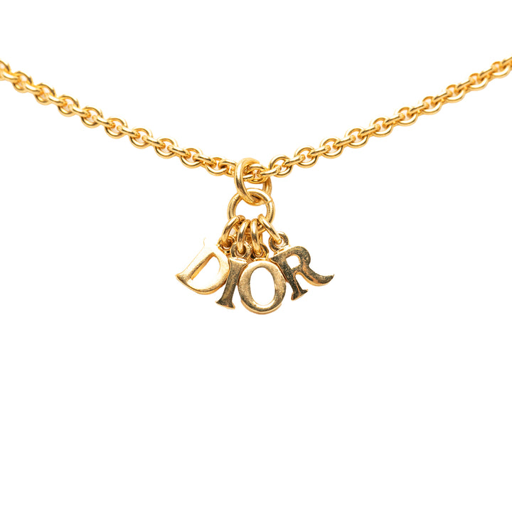 Dior plaqué Logo Pendant Collier