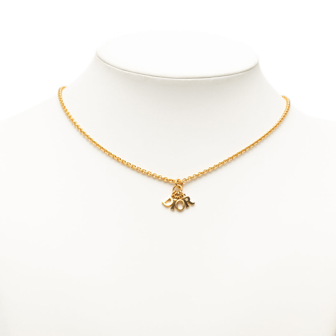 Dior plaqué Logo Pendant Collier