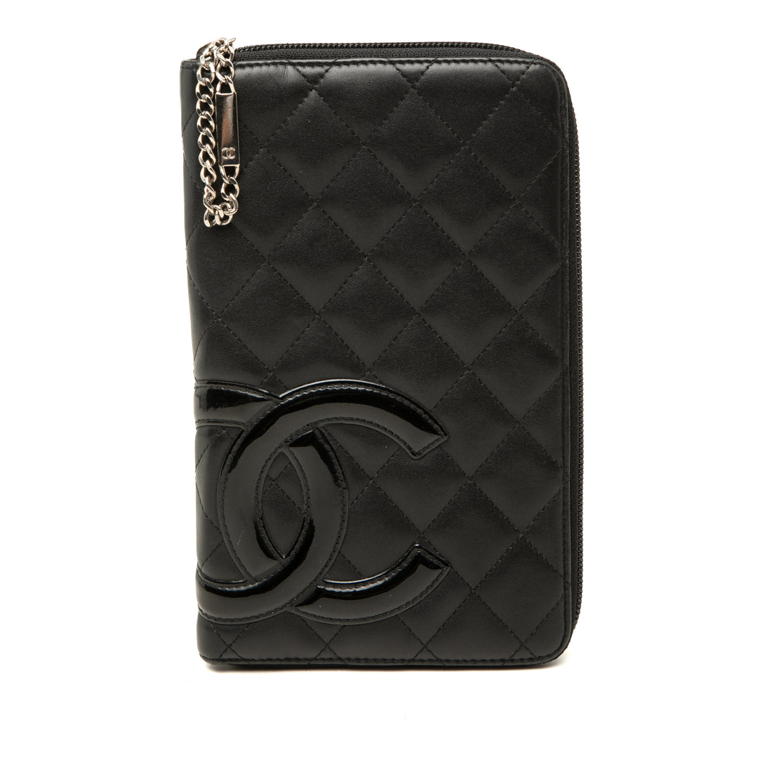 Chanel Matelassé Cambon Ligne Zippy Portefeuille organisateur Cuir d'agneau Noir – vue principale – GABY PARIS