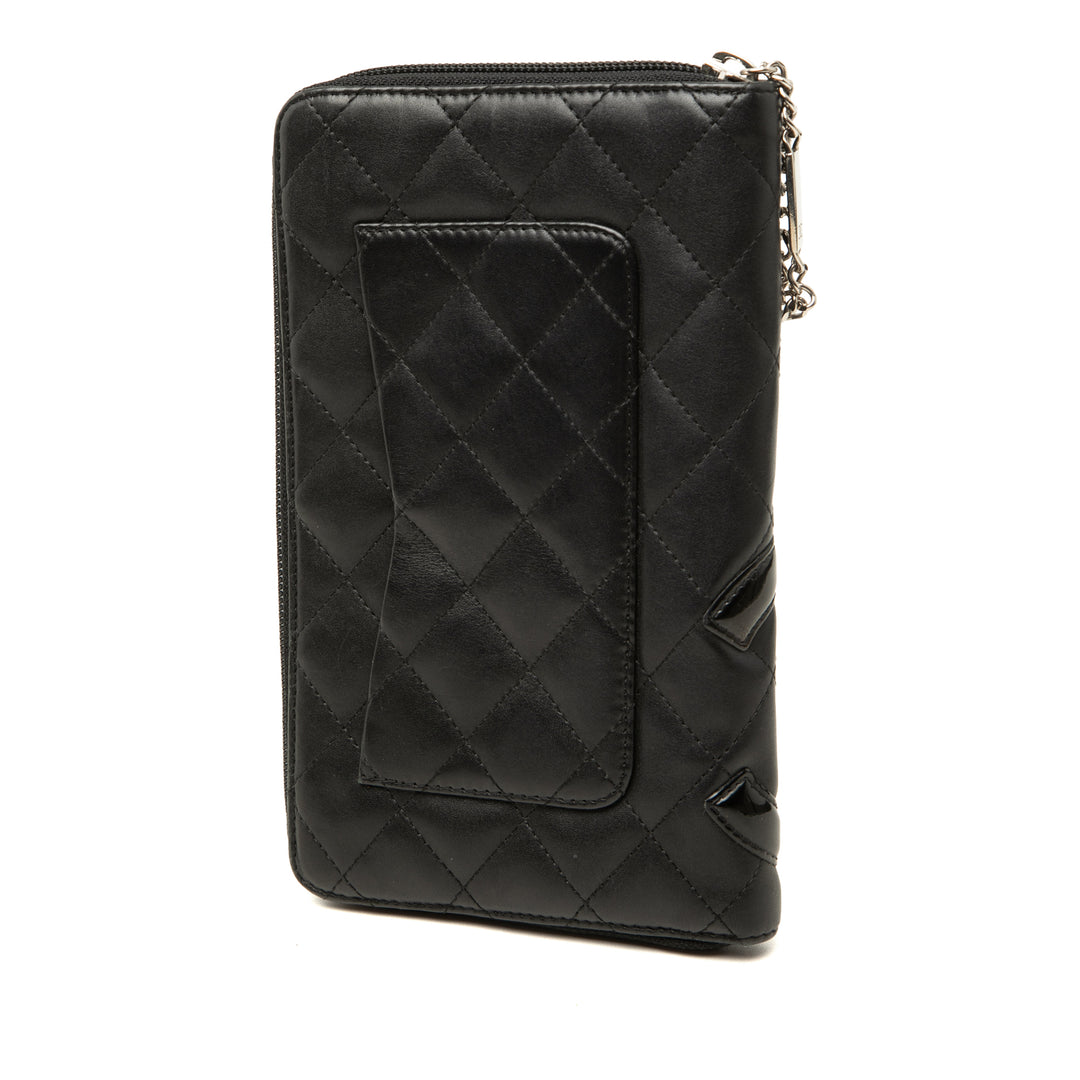 Chanel Matelassé Cambon Ligne Zippy Portefeuille organisateur Cuir d'agneau Noir – vue 2 – GABY PARIS