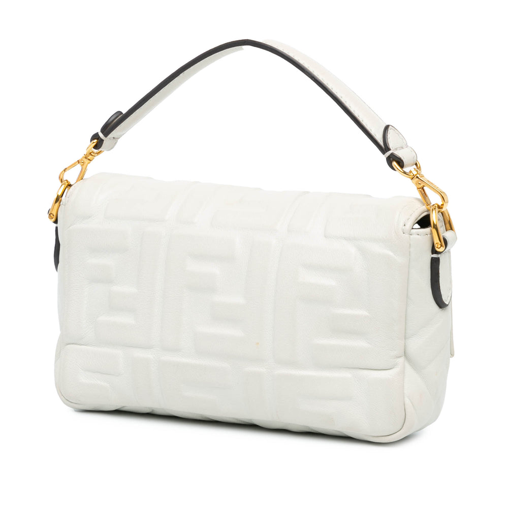 Mini Zucca Embossed Leather Baguette Satchel White - Gaby Paris