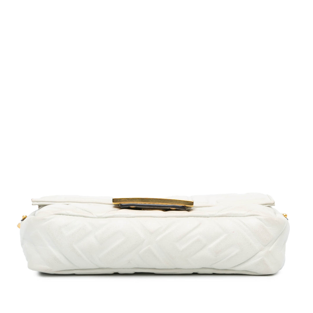 Mini Zucca Embossed Leather Baguette Satchel White - Gaby Paris