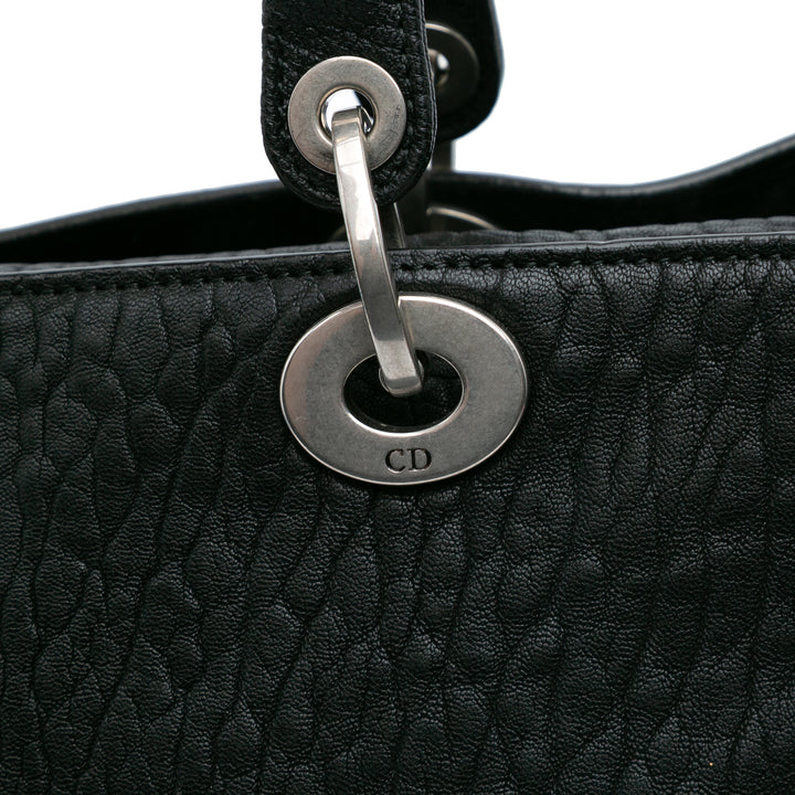 Large Canyon Grained Lambskin Lady Dior Black - Gaby Paris