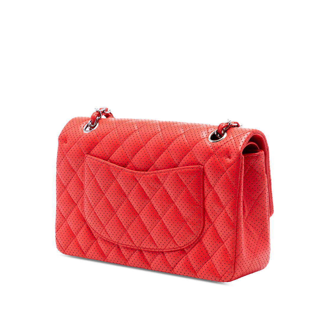 Chanel Medium Classic perforé Cuir d’agneau Double rabat