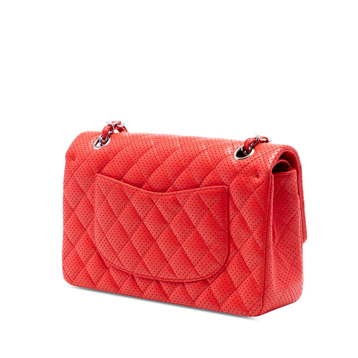 Chanel Medium Classic perforé Cuir d’agneau Double rabat