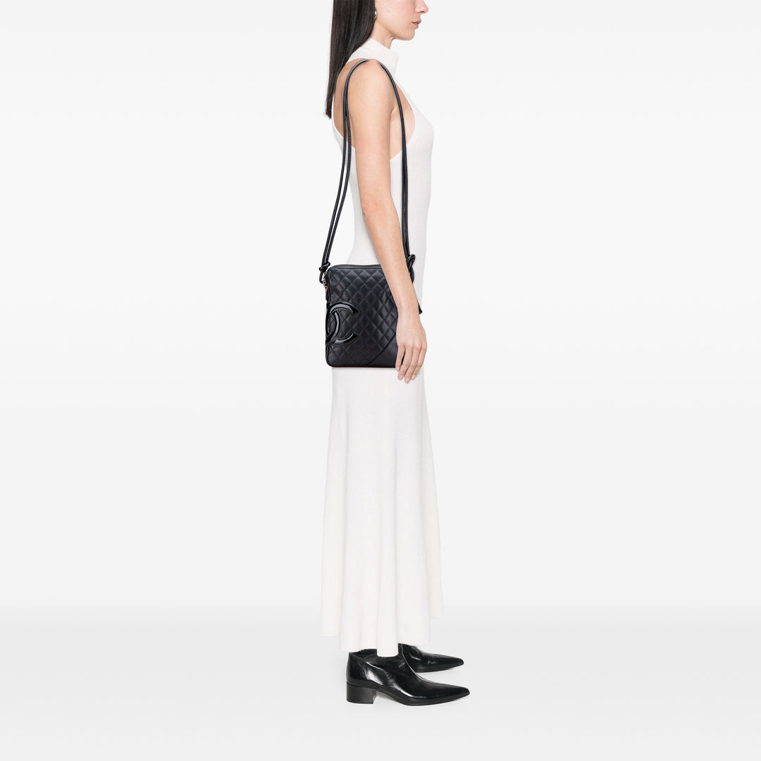 Chanel Cuir d’agneau Cambon Ligne Sac porté croisé Noir