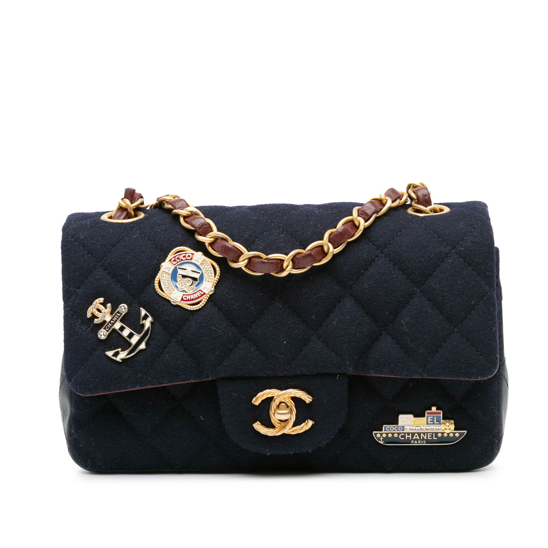 Mini Rectangular Classic Jersey Sailor Single Flap Blue - Gaby Paris