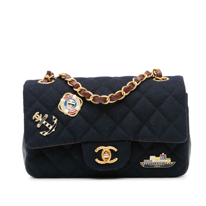Mini Rectangular Classic Jersey Sailor Single Flap Blue - Gaby Paris