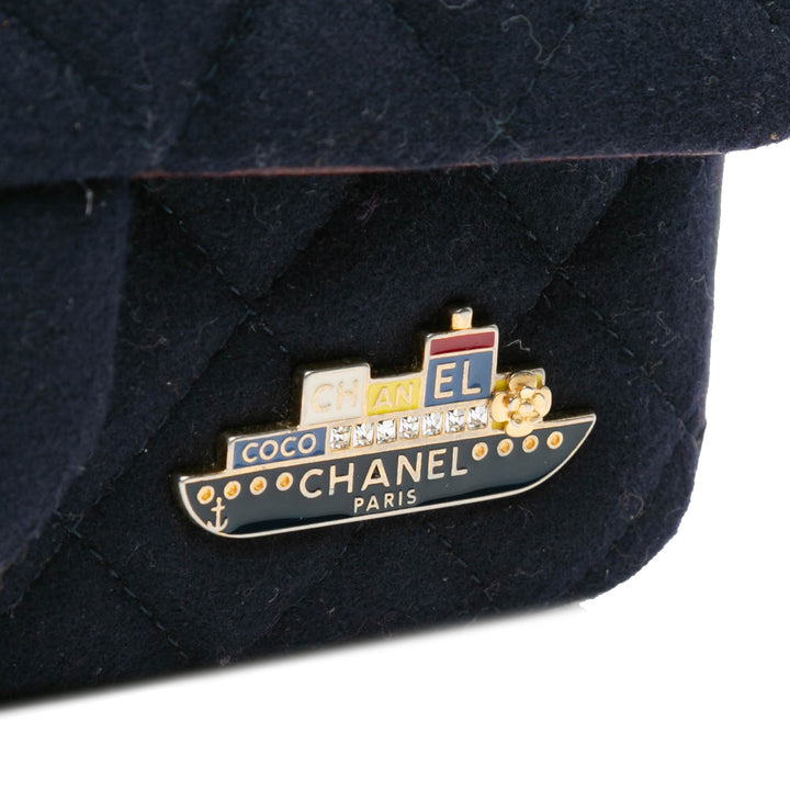 Mini Rectangular Classic Jersey Sailor Single Flap Blue - Gaby Paris