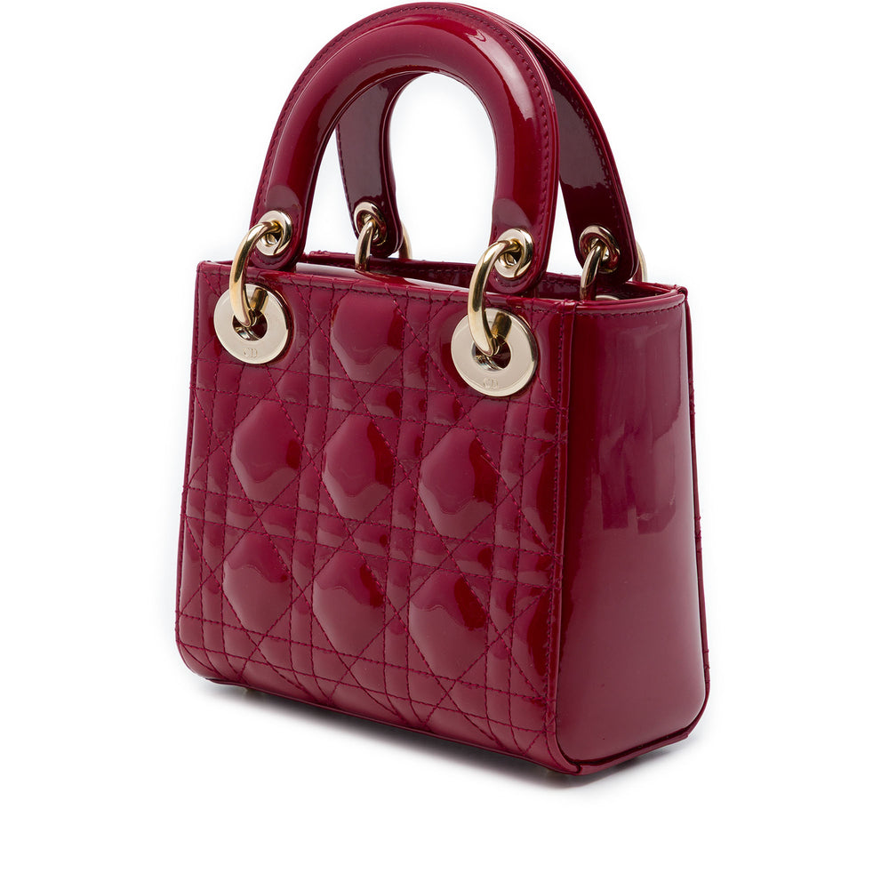 Dior Sac à main Lady Dior Cannage Mini Rouge – vue 2 – GABY PARIS