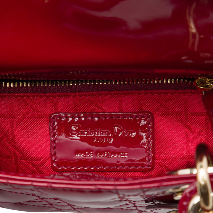 Dior Sac à main Lady Dior Cannage Mini Rouge – vue 5 – GABY PARIS
