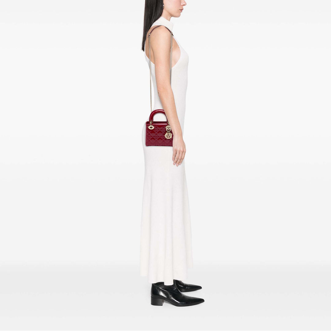 Dior Sac à main Lady Dior Cannage Mini Rouge – vue 6 – GABY PARIS