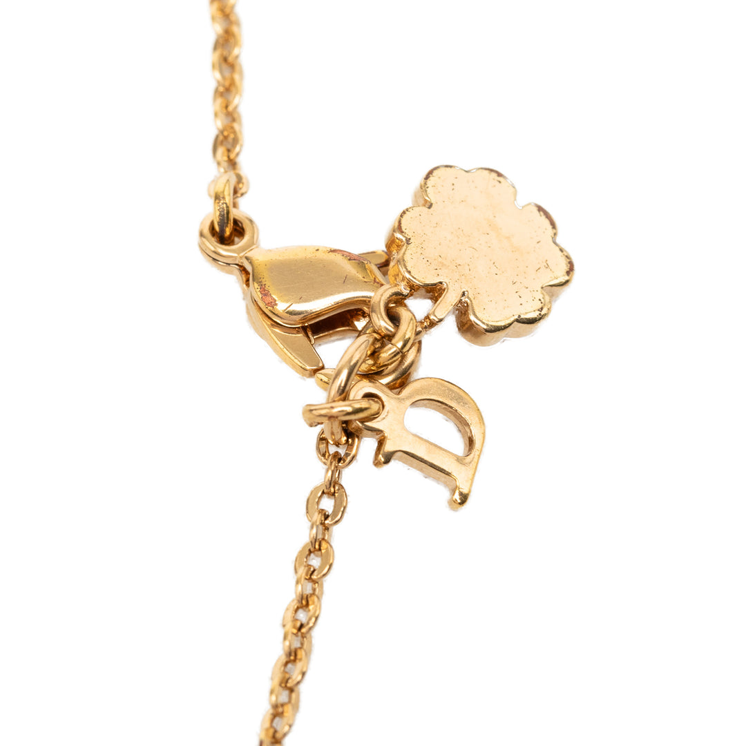 Dior plaqué Stass et Faux Pear Teardrop Pendant Collier Doré – vue 4 – GABY PARIS