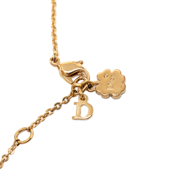 Dior plaqué Stass et Faux Pear Teardrop Pendant Collier Doré – vue 5 – GABY PARIS