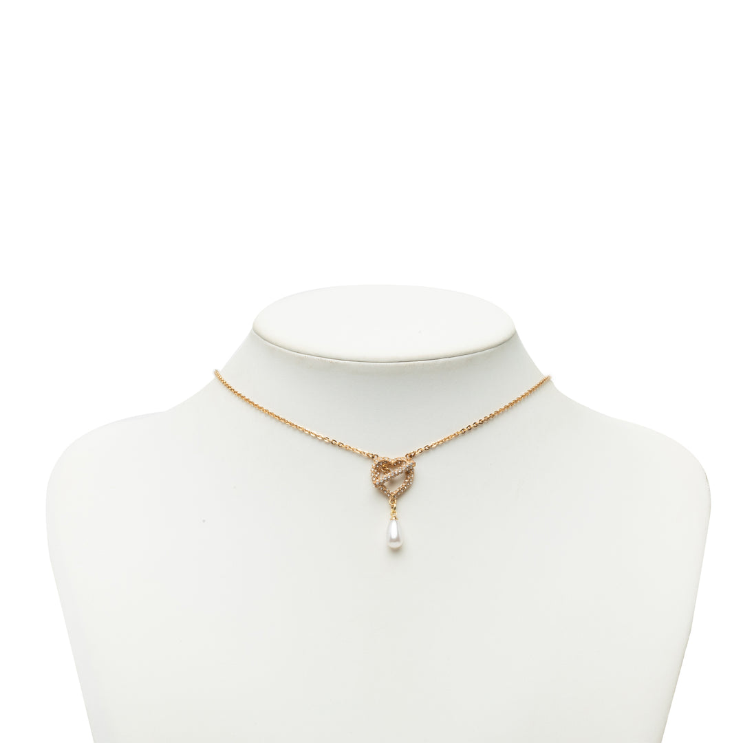 Dior plaqué Stass et Faux Pear Teardrop Pendant Collier Doré – vue 6 – GABY PARIS