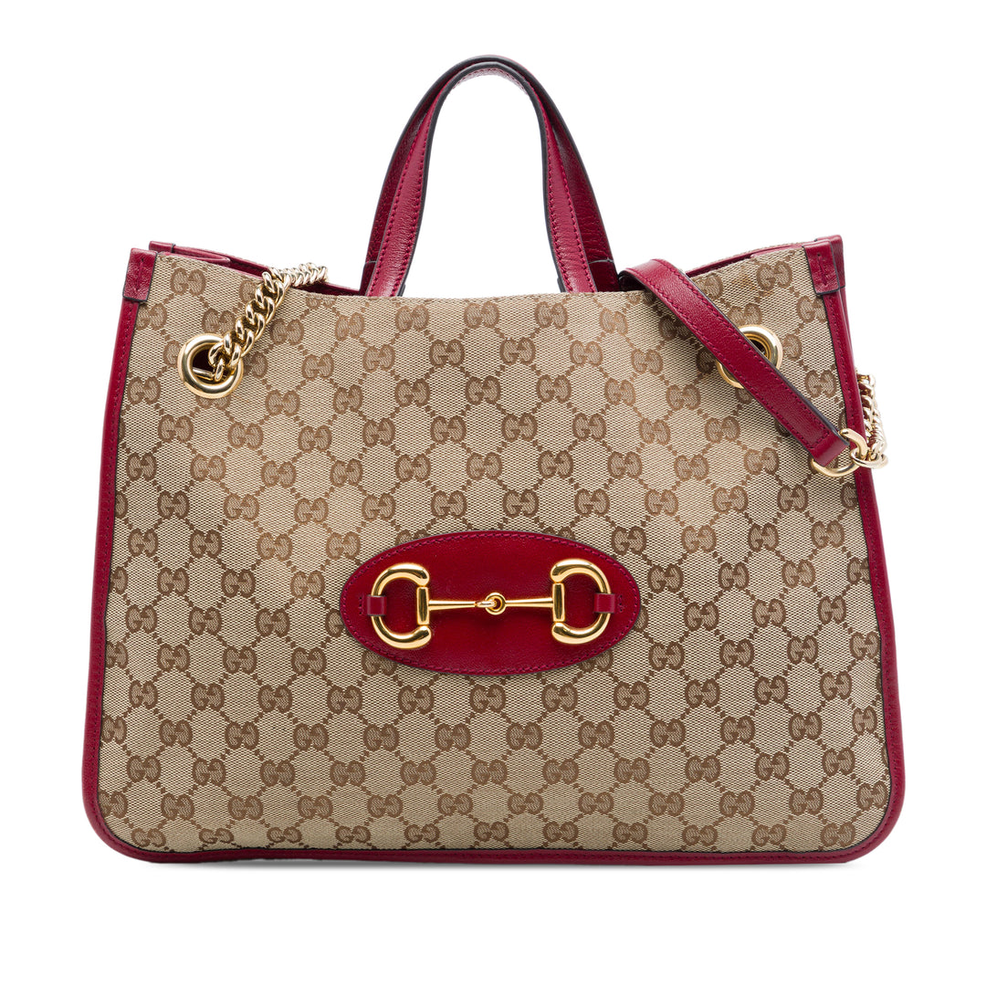 Gucci GG Horsebit 1955 Cabas chaîne Moyen Toile