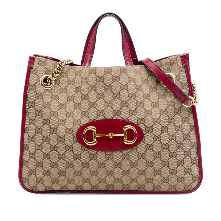 Gucci GG Horsebit 1955 Cabas chaîne Moyen Toile