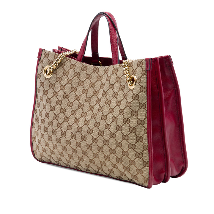 Gucci GG Horsebit 1955 Cabas chaîne Moyen Toile