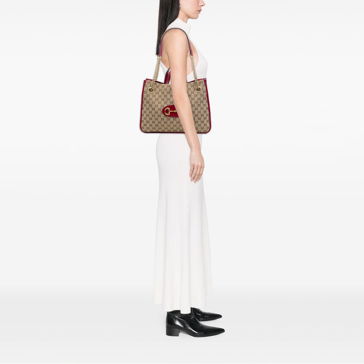 Gucci GG Horsebit 1955 Cabas chaîne Moyen Toile