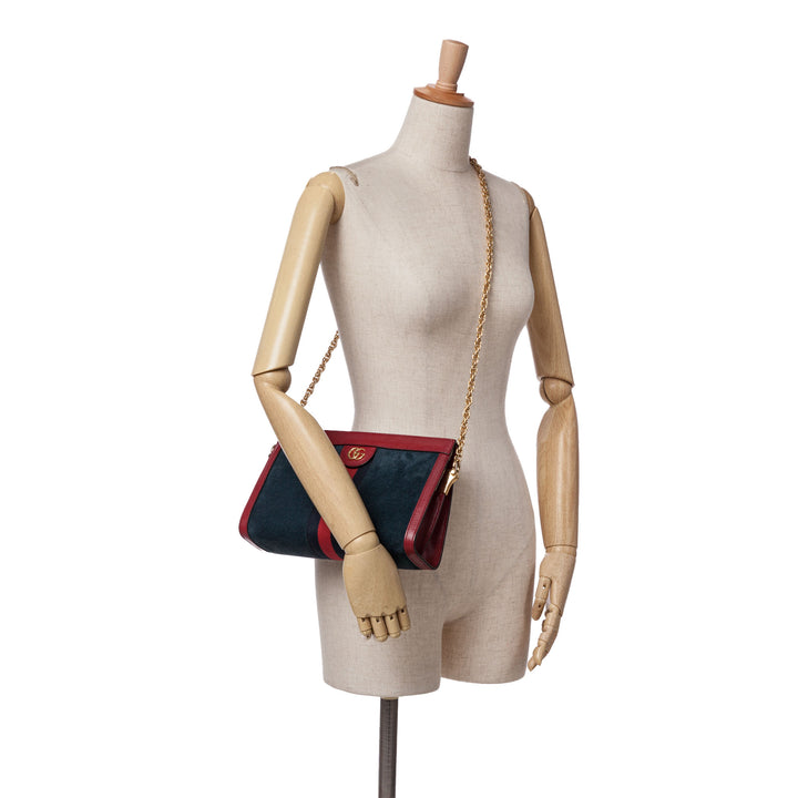 Small Suede Ophidia Chain Crossbody Blue - Gaby Paris