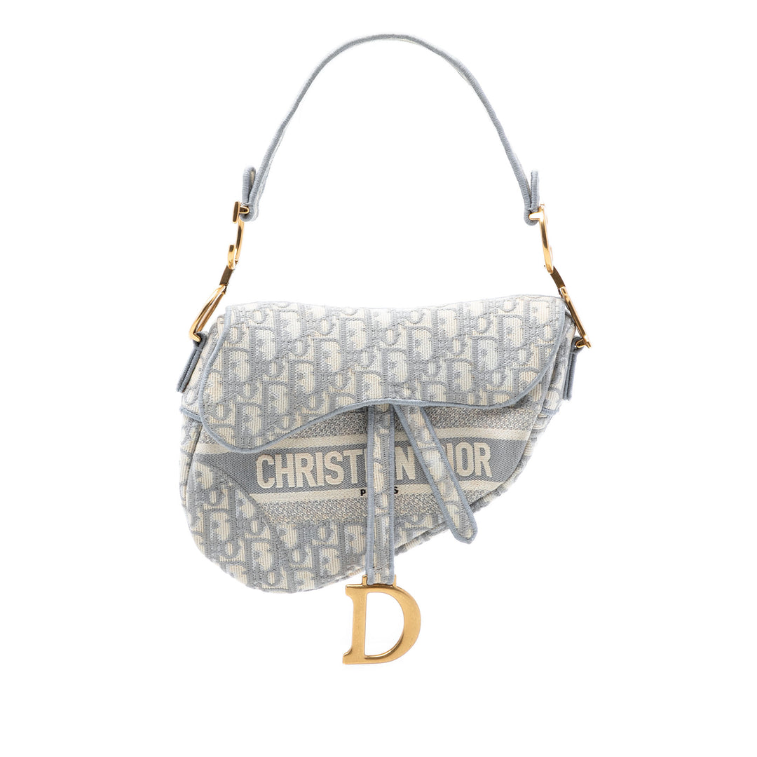 Dior Oblique brodé Toile Saddle Sac