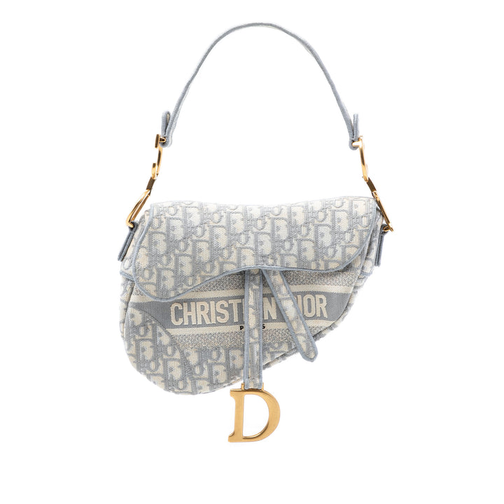 Dior Oblique brodé Toile Saddle Sac