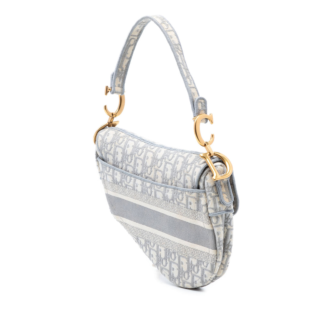 Dior Oblique brodé Toile Saddle Sac
