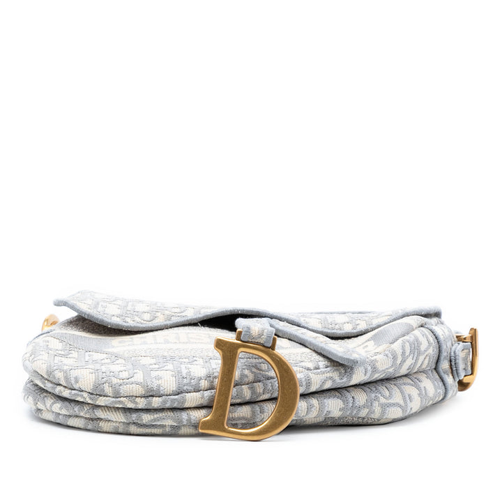 Dior Oblique brodé Toile Saddle Sac