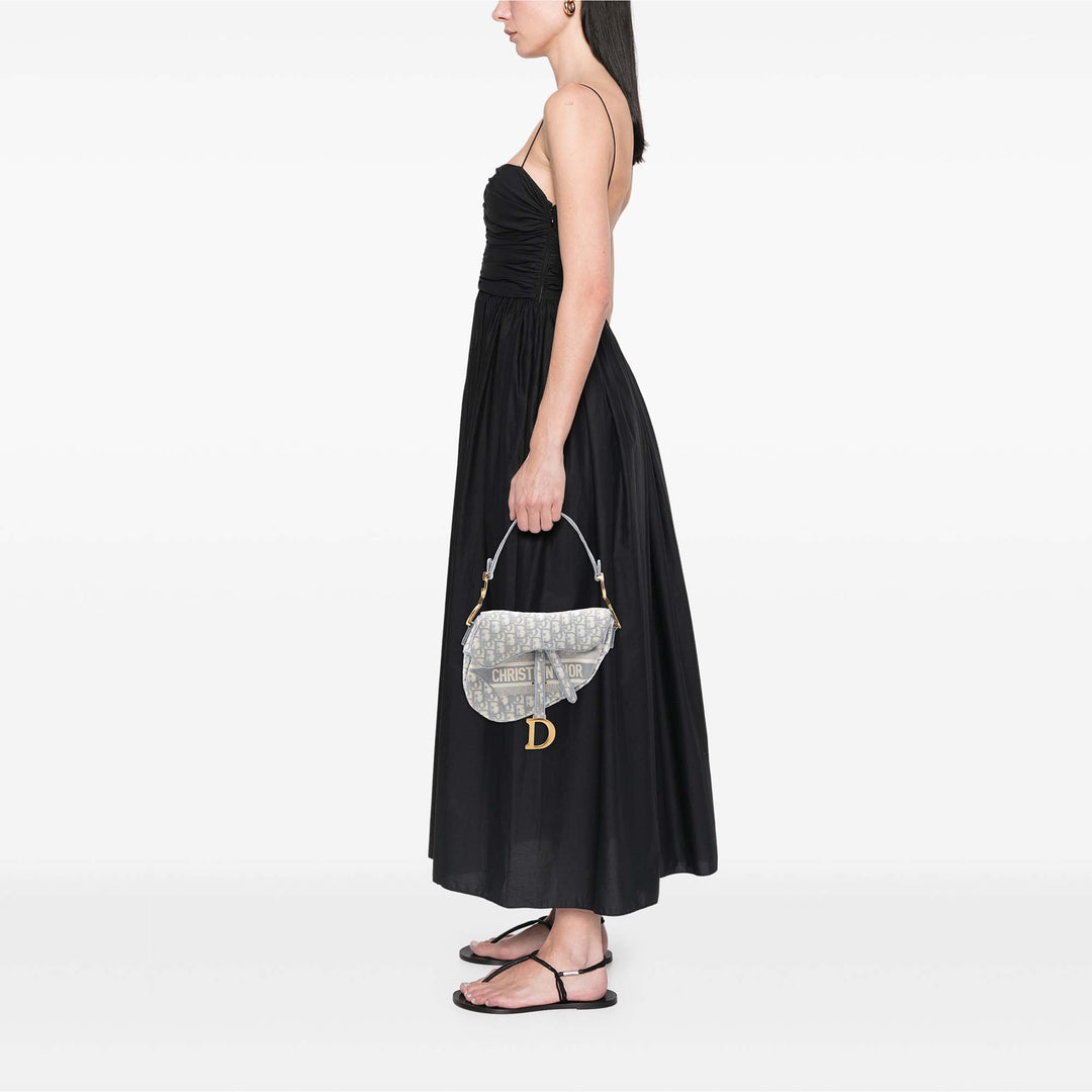 Dior Oblique brodé Toile Saddle Sac