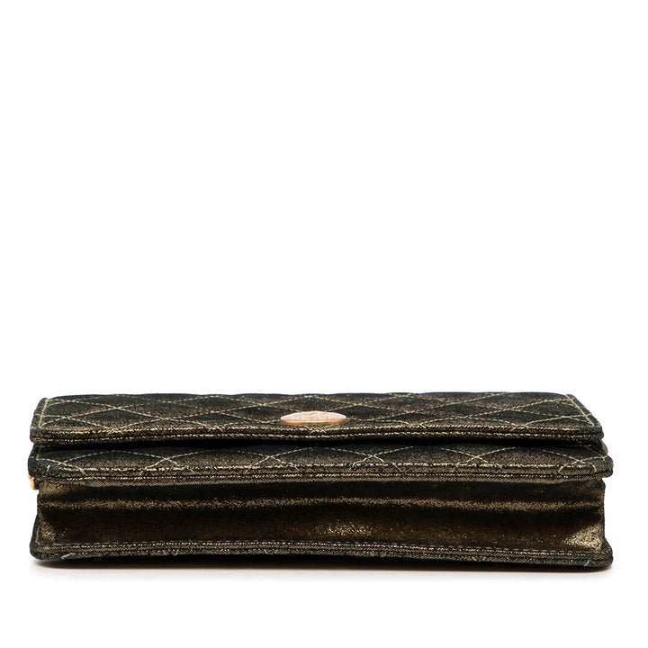 Chanel Matelassé Iridescent Cuir d’agneau Tartan Button Wallet on Chain