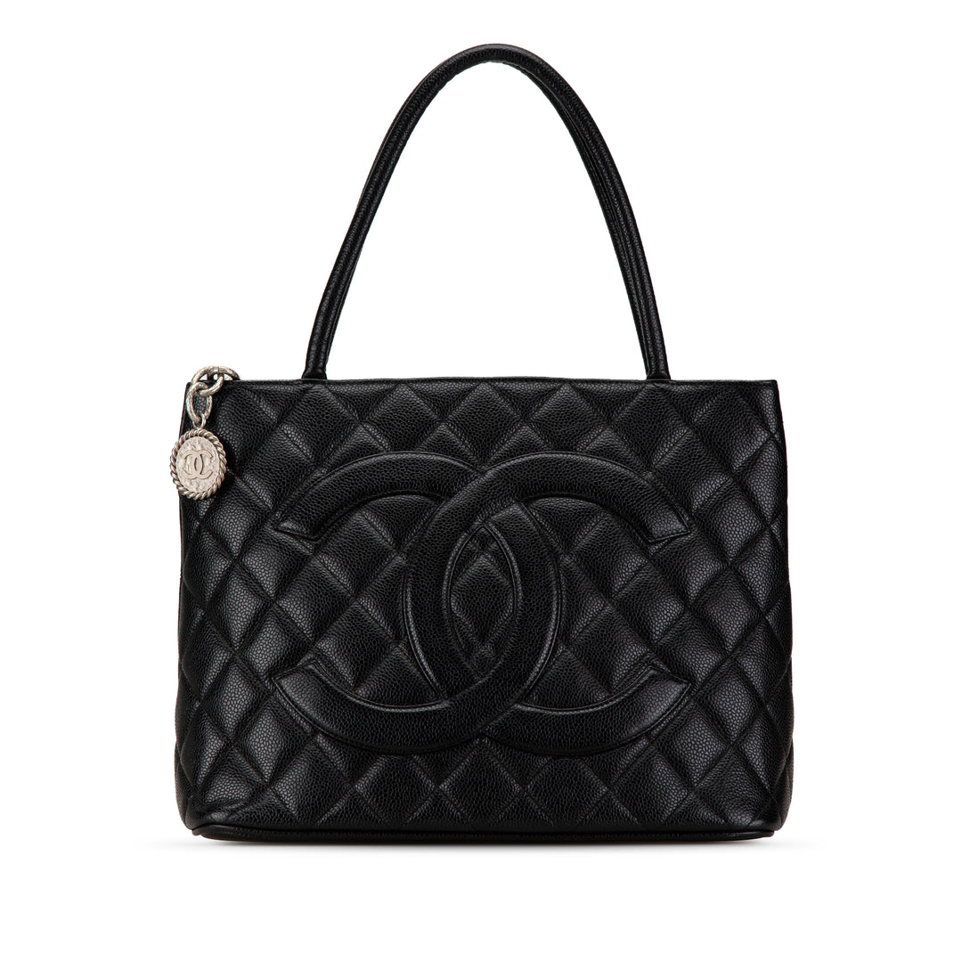 Caviar Medallion Tote Black - Gaby Paris