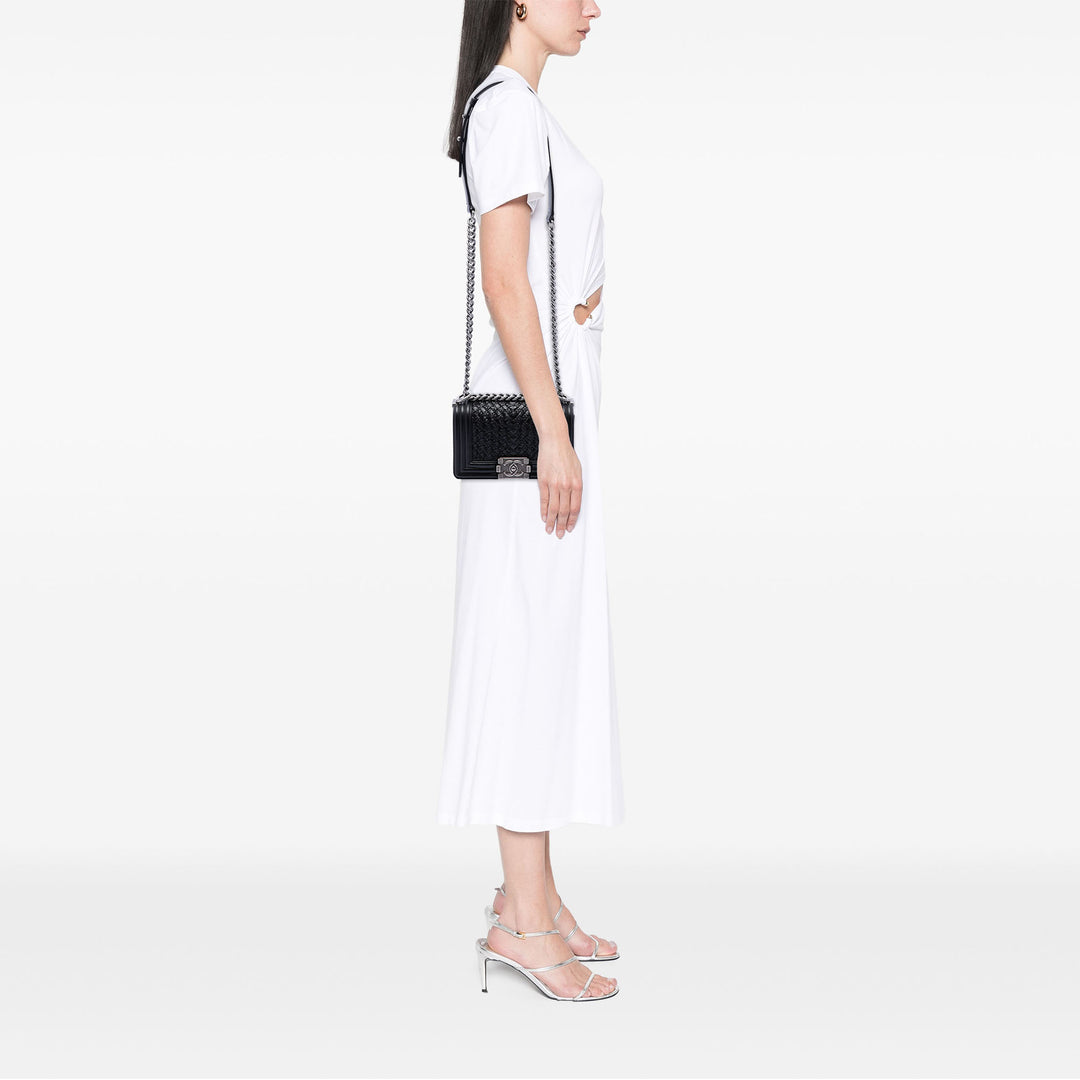 Chanel Sac bandoulière Braided Tissé Boy à rabat Petit Cuir d'agneau Noir – vue 6 – GABY PARIS
