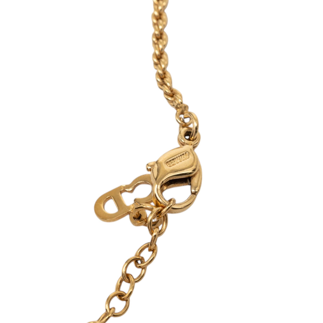 Dior plaqué Strass Logo Medallion Pendant Collier