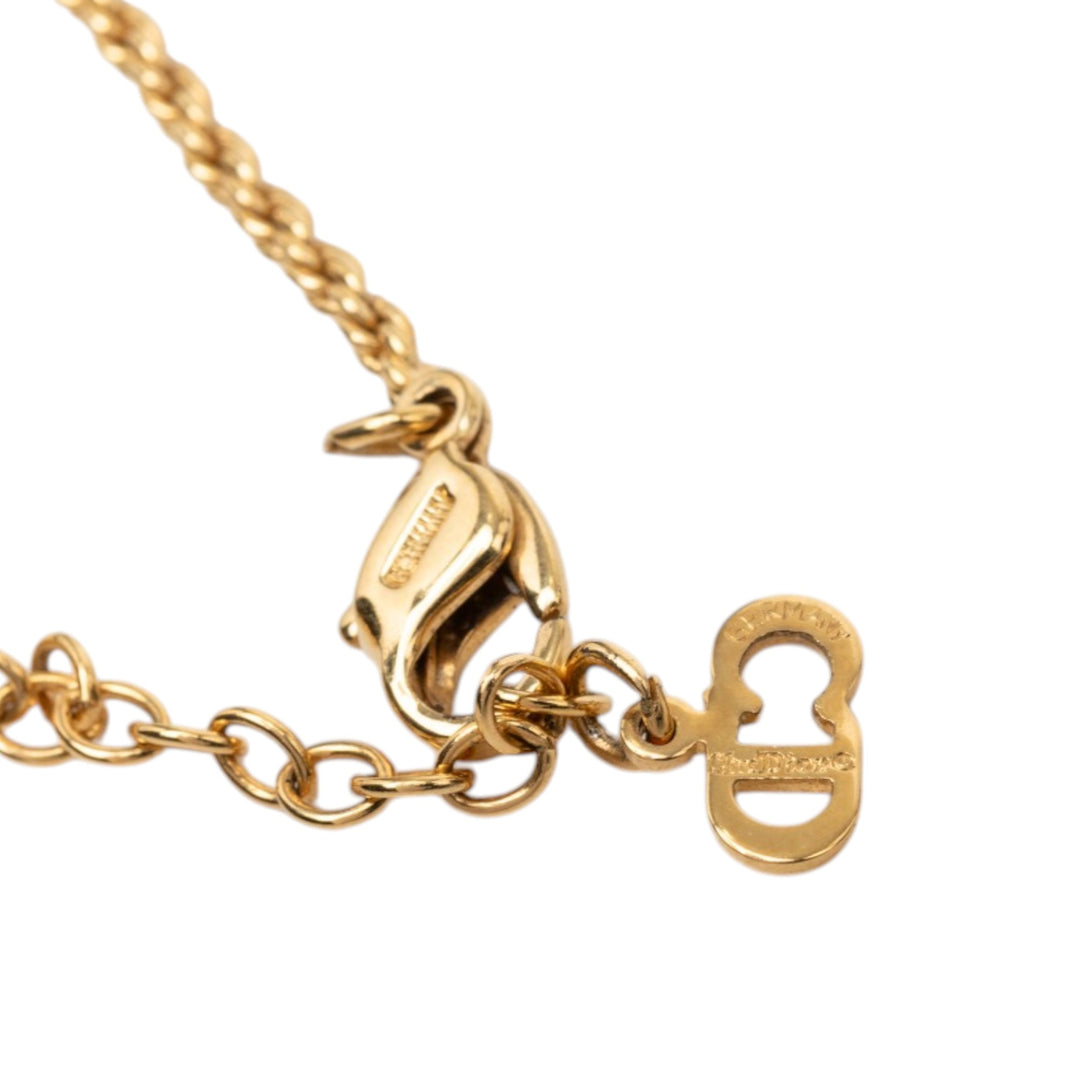 Dior plaqué Strass Logo Medallion Pendant Collier