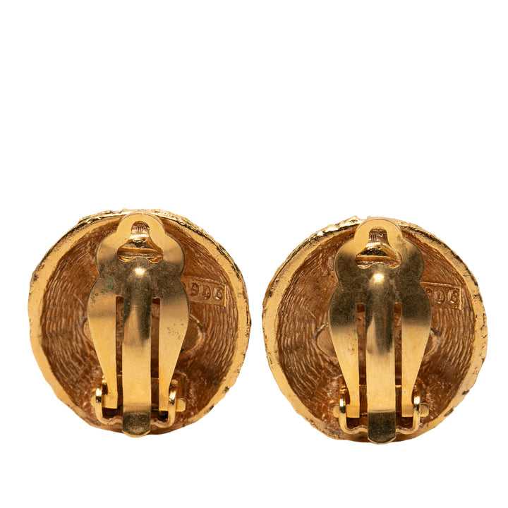 Chanel CC plaqué Woven Rond Clip On Boucles d’oreilles