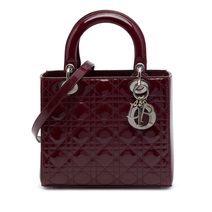 Dior Medium Cuir verni Cannage Lady Dior