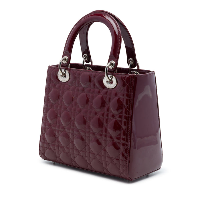 Dior Medium Cuir verni Cannage Lady Dior