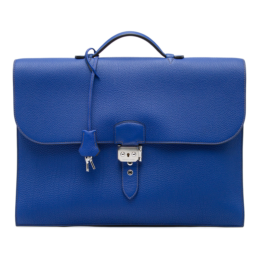 Hermès Porte-documents Verso a Depeches 40 Togo Bleu – vue principale – GABY PARIS