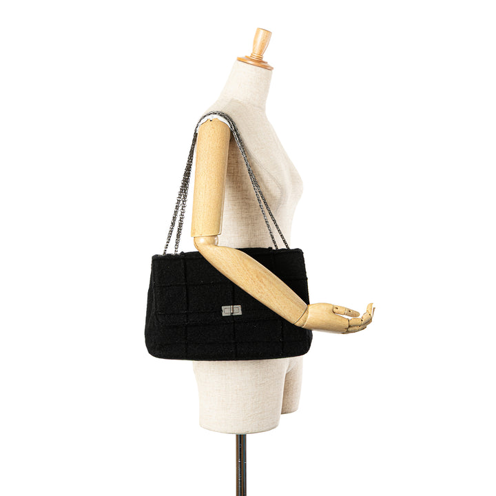 Chanel Jumbo Reissue 2.55 Choco Bar Laine Felt Identification à rabat