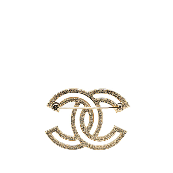 Gold Plated CC Rhinestone Brooch Gold - Gaby Paris