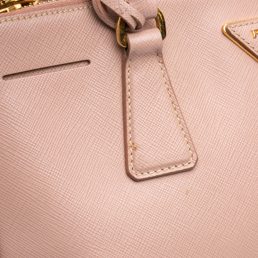 Large Saffiano Lux Galleria Double Zip Satchel Pink - Gaby Paris