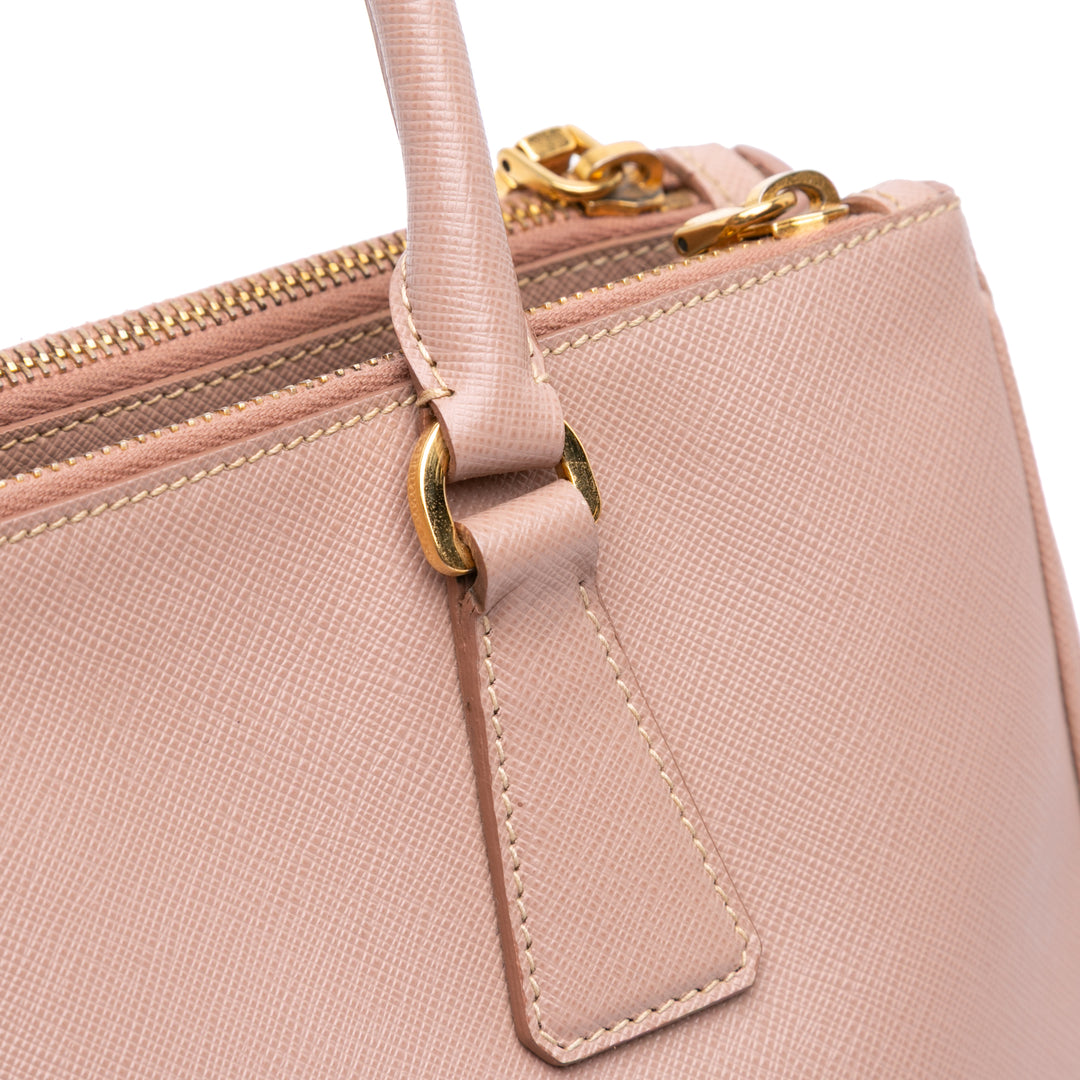 Large Saffiano Lux Galleria Double Zip Satchel Pink - Gaby Paris