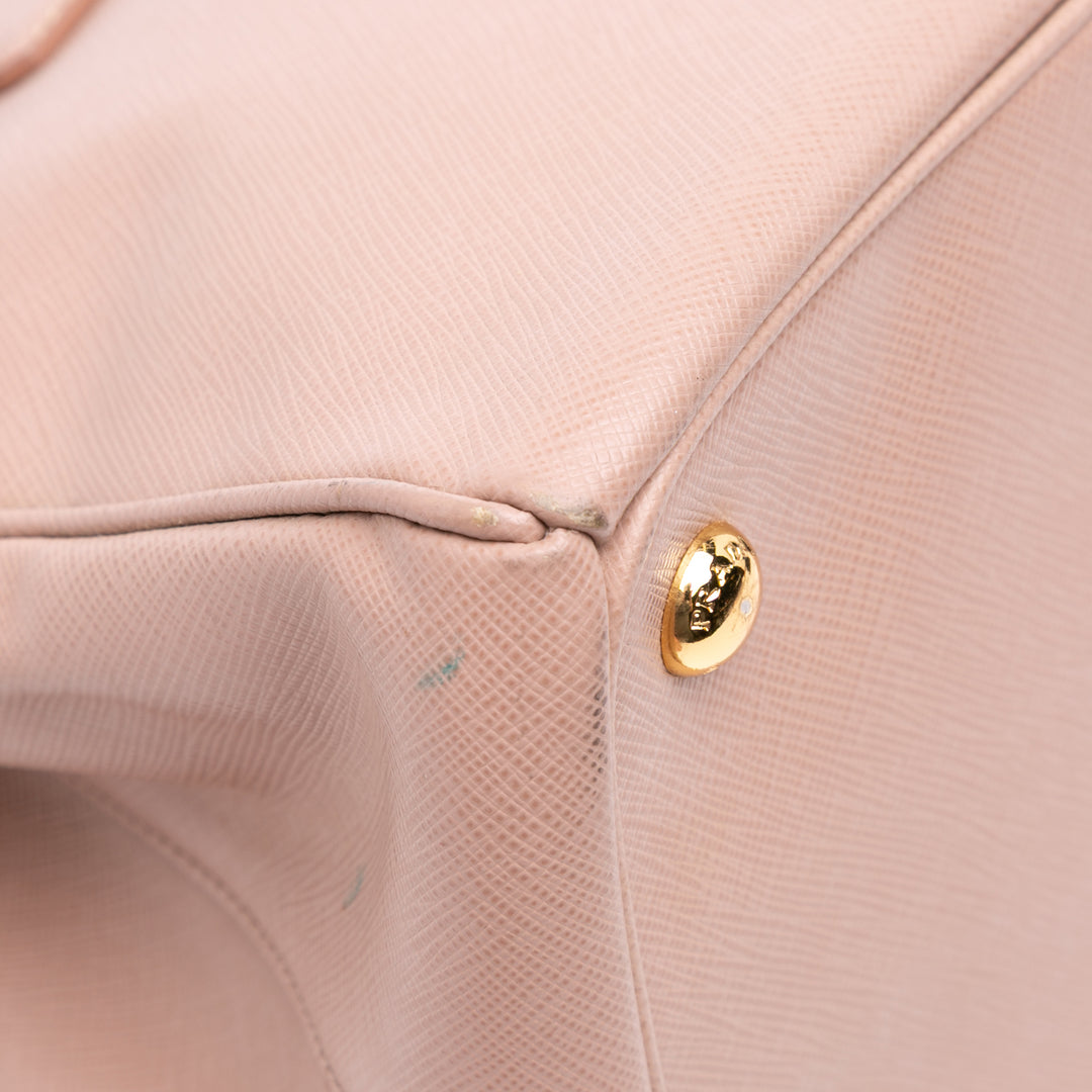 Large Saffiano Lux Galleria Double Zip Satchel Pink - Gaby Paris
